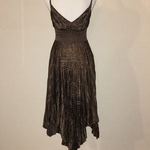Brown Crinkle Fairy Pointed Hem Dress